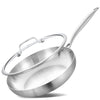Inqibee 22 CM Tri-Ply Stainless Steel Frying Pan with Lid,Skillet,Induction Cooking Pan,Dishwasher and Oven Safe