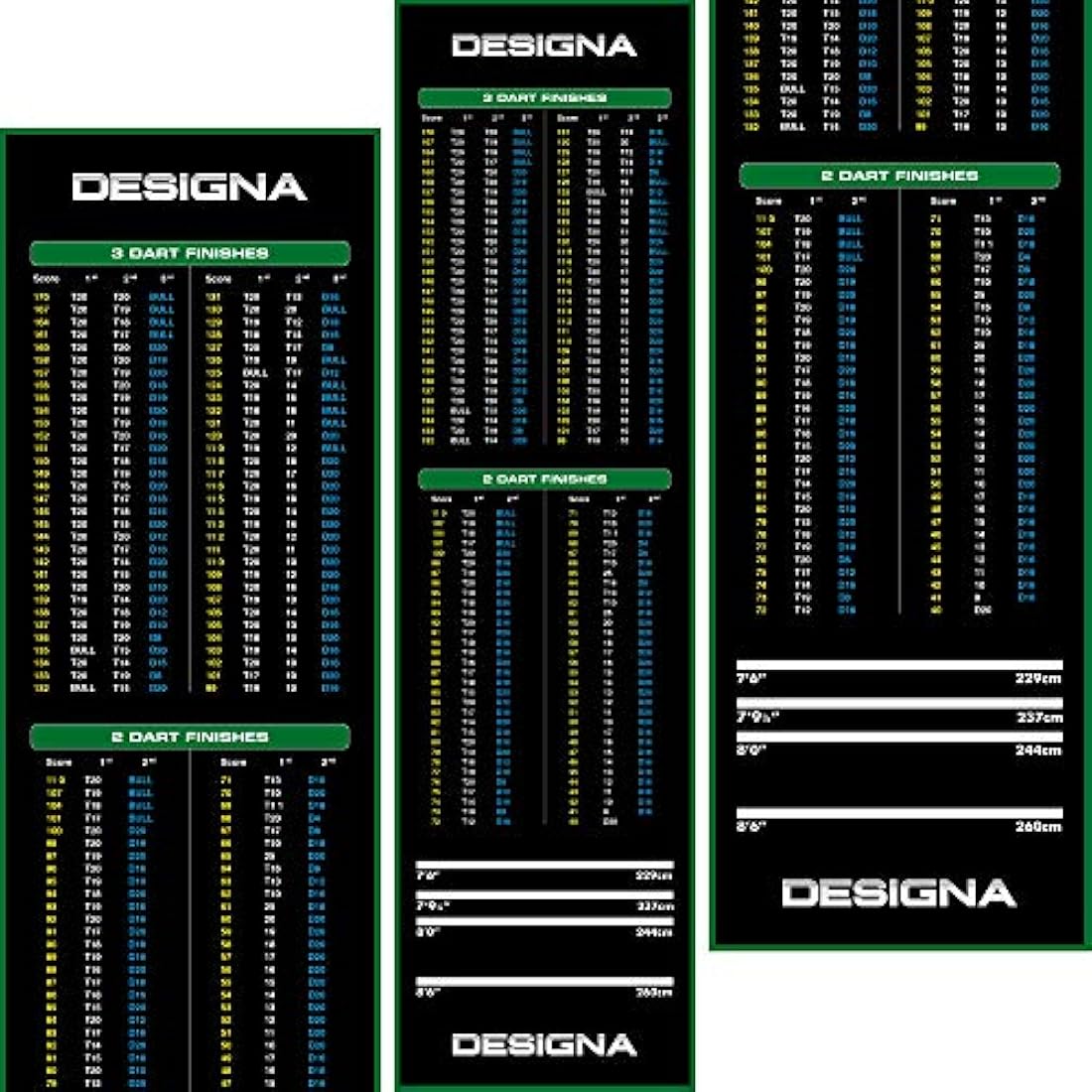 Designa Darts | Non Slip Carpet Darts Mat with Checkout Design | Multiple Colours & Sizes.