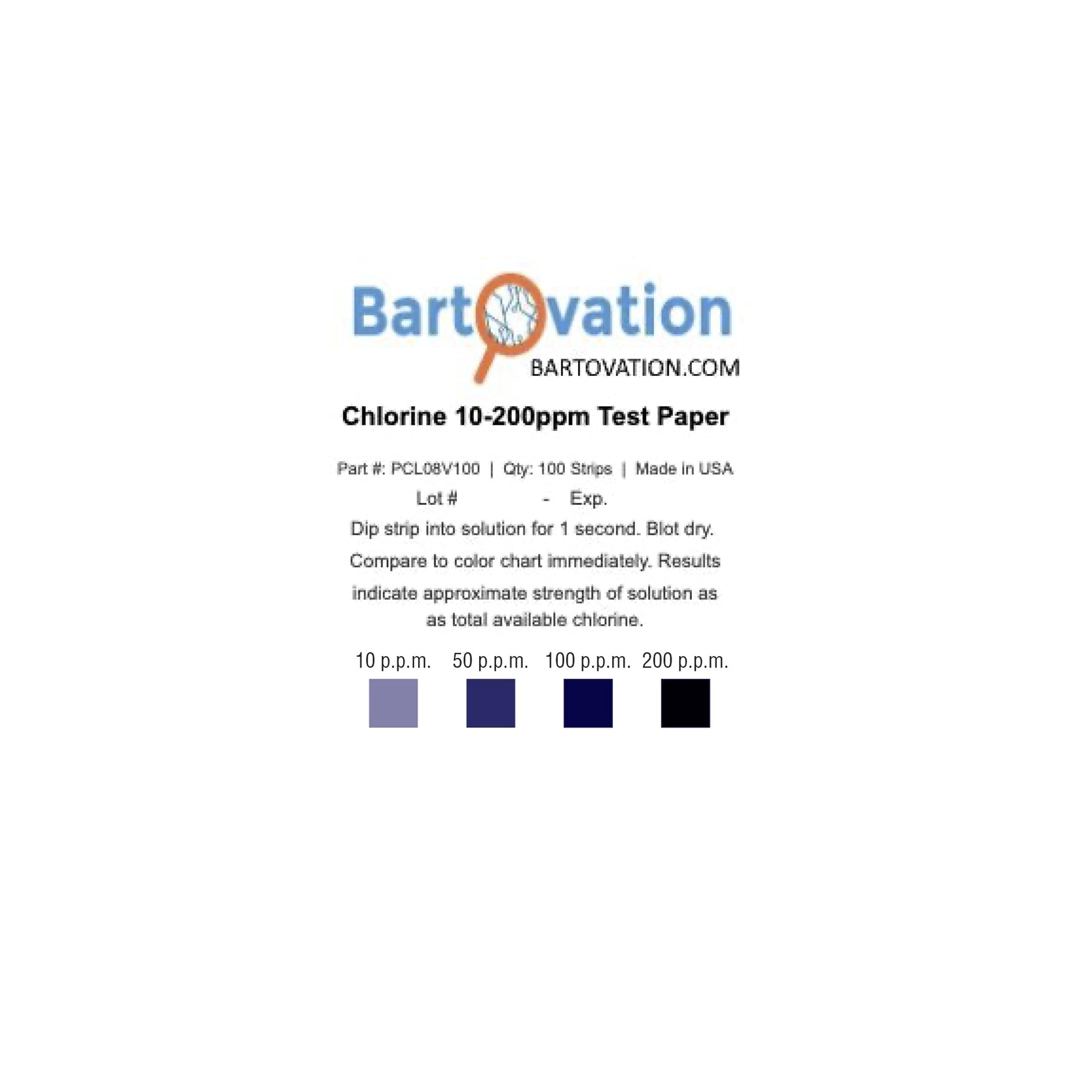 Six Pack Restaurant Sanitizer Chlorine Test Paper, 10-200 ppm [6 Vials of 100 Paper Strips]