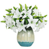 Olrla 20pcs White Artificial Lily Flowers, Real Touch Tiger Lily Easter Lily Fake Spring Flowers for Wedding Home Office Easter Decoration
