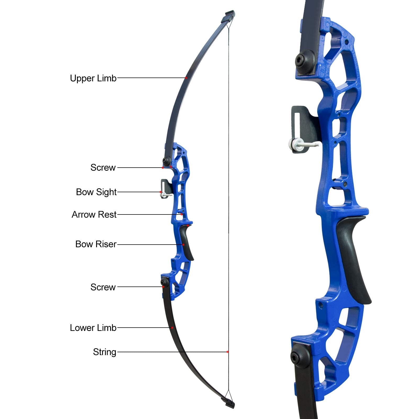 D&Q Archery Set Adult Takedown Recurve Bow Hunting Bow Target Practice Competition Survival Longbow Right Hand 50" 30lbs, 40lbs with 6pcs Mixed Carbon