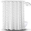 DeKeLaiFu Black and White Shower Curtain Cloth Fabric Geometric Chevron Design with Steel Hooks, Simple Modern Striped White Shower Curtains Bathroom