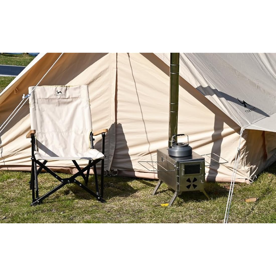 TOMOUNT Tent Stove Wood Burning Stove, Portable Compact Stainless Steel Camping Cookware with Chimneys High Temperature Resistant, Camp Stove for Tents, Lodging and Hiking