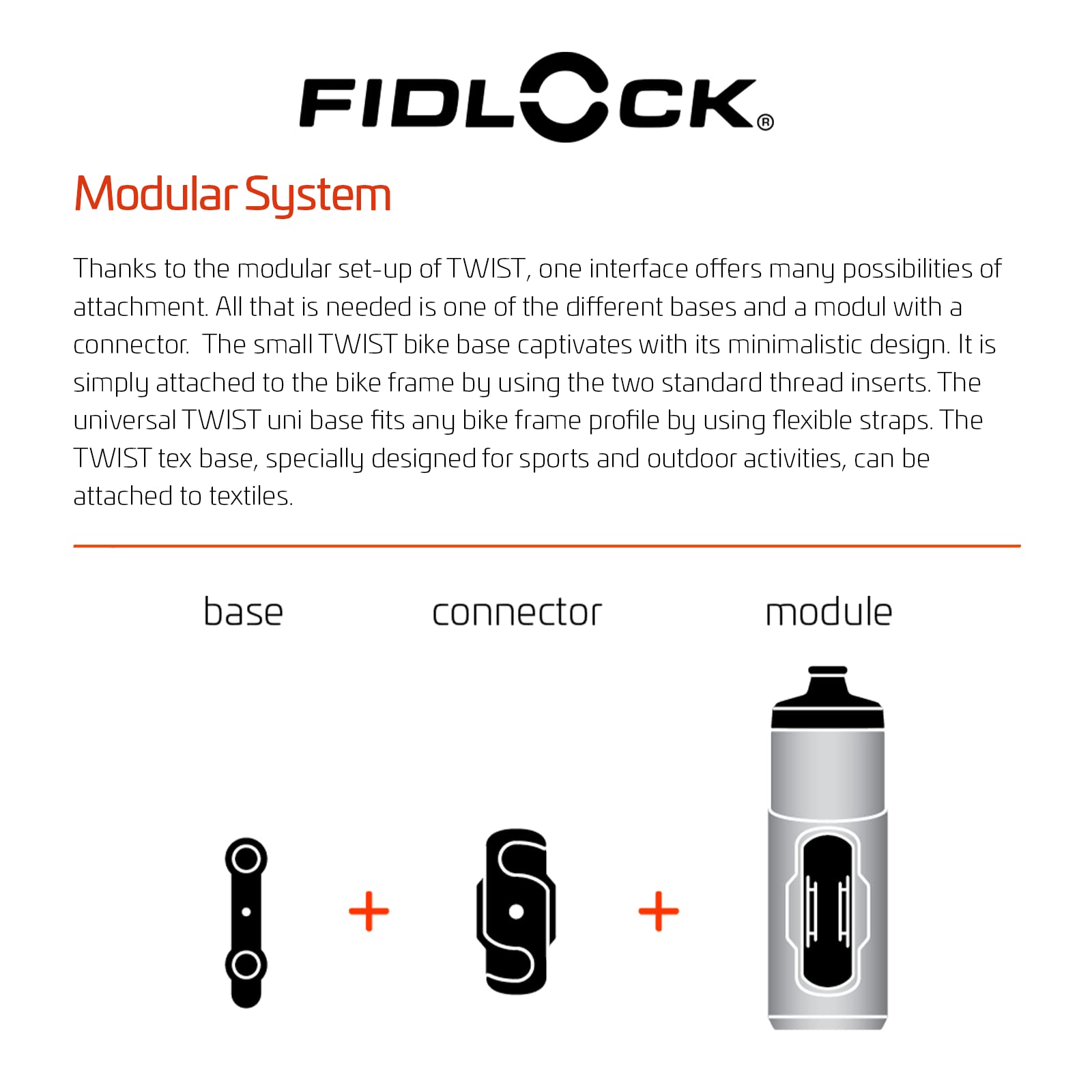 Fidlock Uni connector and Bike Base Magnetic Bicycle Drink Bottle Holder, Bicycle Water Bottle with Holder, Black