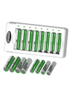 Granicell Rechargeable Batteries with Charger, 8-Bay Smart Battery Charger, LED Display, USB Smart Charging, with 8 AA 2800mAh and 8 AAA 1100mAh High