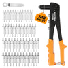 BEETRO Heavy Duty Hand Riveter, Rivet Gun Set, 3/32 inch-1/8 inch-5/32 inch-3/16 inch, 4 Nosepieces Set Includes 100pcs Rivets, Durable and Suitable