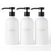 Janxin Shampoo and Conditioner Dispenser Refillable 621ML with Silicone Anti-Slip Protective Pad with Waterproof Labels for Bathroom, 3 Pack (White)