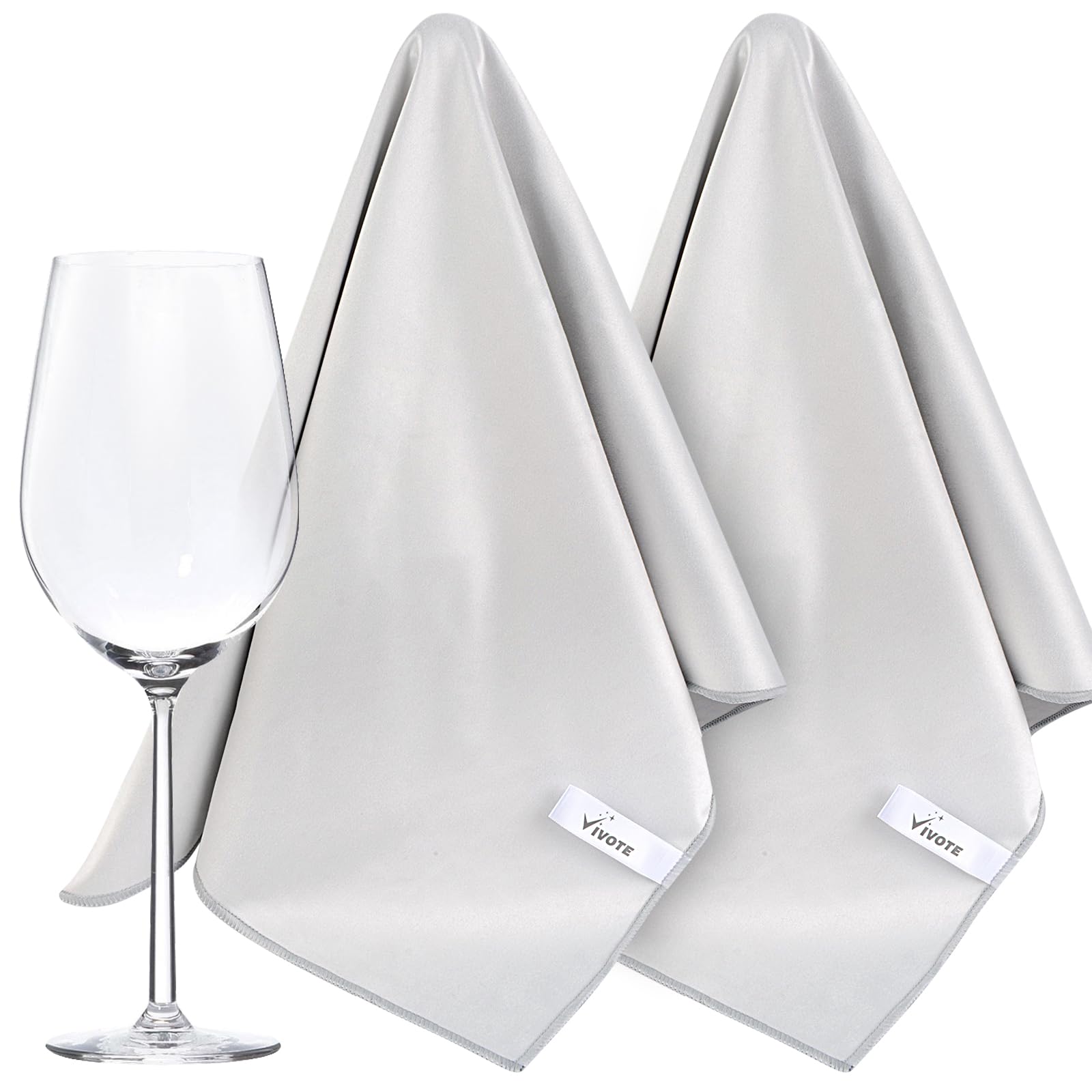 VIVOTE Microfibre Glass Cleaning Cloths 51x70cm, 2 Packs Large No Lint Window Cleaning Cloths, Reusable Wiping Polishing Cloths for Glass, Lenses,
