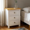 GROFurniture Bedside Table 3 Drawers, Solid Wooden Side End Bedside Cabinet with Oak Top, Narrow Bedside, Oak Side Table for Bedroom or Livingroom,