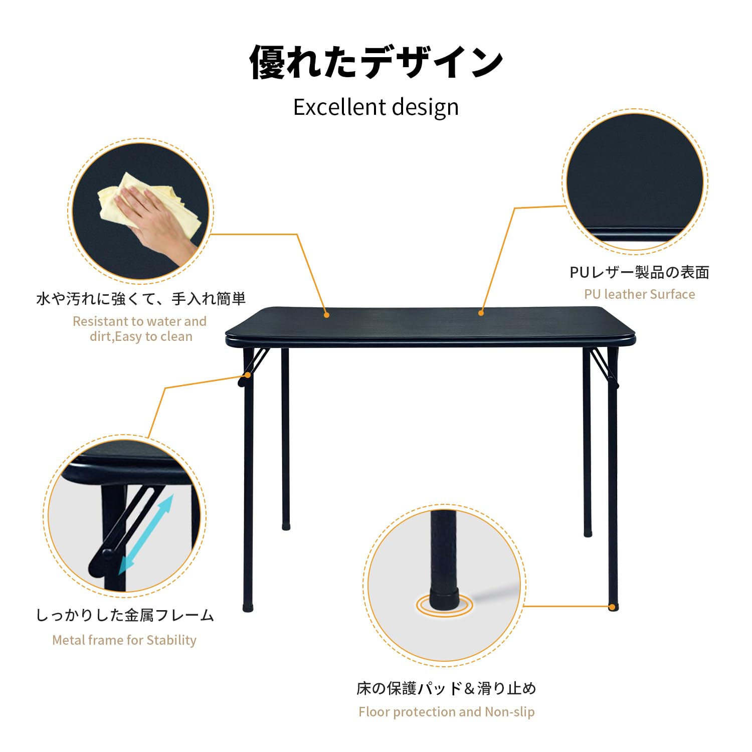 BOOSDEN Foldable Table, Folding Tables for Indoor and Outdoor Use, 3.1 x 1.5 ft Card Table, Collapsible Design, Lightweight and Durable, Fold Up