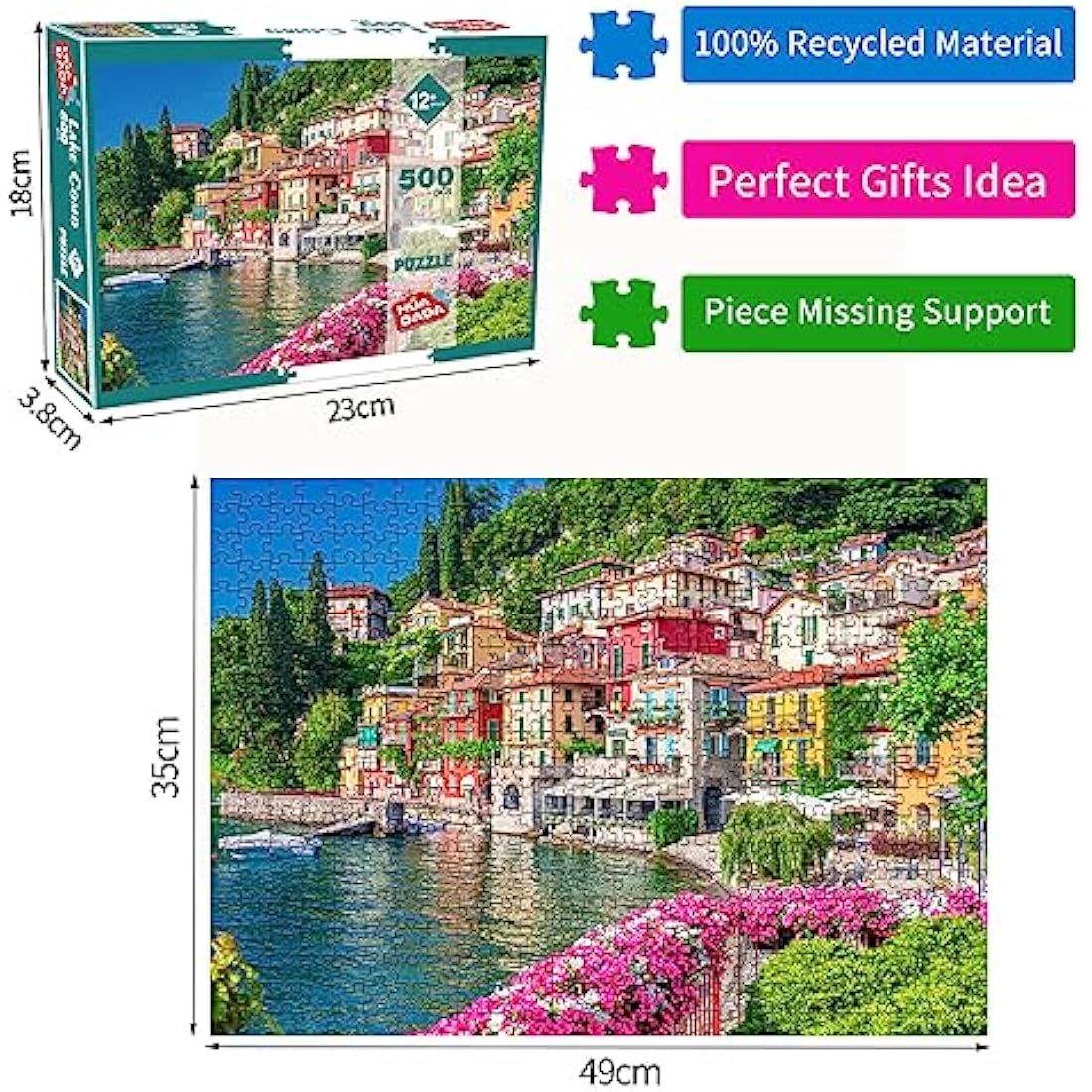 Lake Como 500 Piece Jigsaw Puzzles for Adults Varenna Village of Lovers Jigsaw Puzzles for Adults 500 Pieces Puzzle Gifts