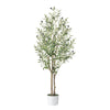 Alupssuc 4FT Olive Tree Artificial, Faux Olive Tree with White Pot, Fake Olive Plant Indoor Outdoor with Natural Wood Trunk & Lifelike Fruits, Perfect