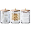 SoapUp? 3 Design Storage Boxes for Bathroom Accessories | Made of Transparent Acrylic & Bamboo Lids | Organizer for Cotton Swabs, Makeup Remover Pads,