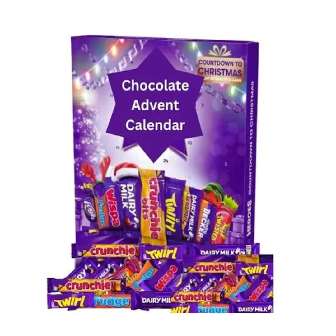 Christmas Advent Calendar 2024 - Heroes Chocolate Advent Calendar 230g with thank you sticker - Adults and Kids advent calendar - Christmas Treats