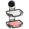 TAILI Suction Soap Dish for Shower Double Layer, Max Hold 5 KG Soap Holder Shower for Bathroom, Wall Mounted Sponge Tray, Metal Bathtub Organizer,