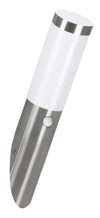 Eglo Helsinki LED Outdoor Wall Light, Exterior Lamp incl. Motion Detector, Silver Stainless Steel and White Plastic Garden Lighting, E27Socket, IP44