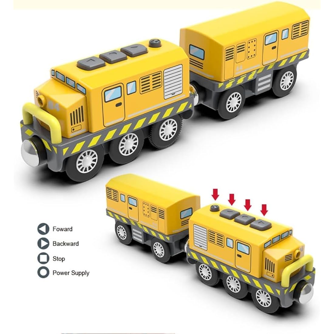 Battery Operated Locomotive Train (Magnetic Connection) - Powerful Locomotive, Motorised Train Set, Compatible with Thomas, Brio, Chuggington - Train Toy for Toddlers