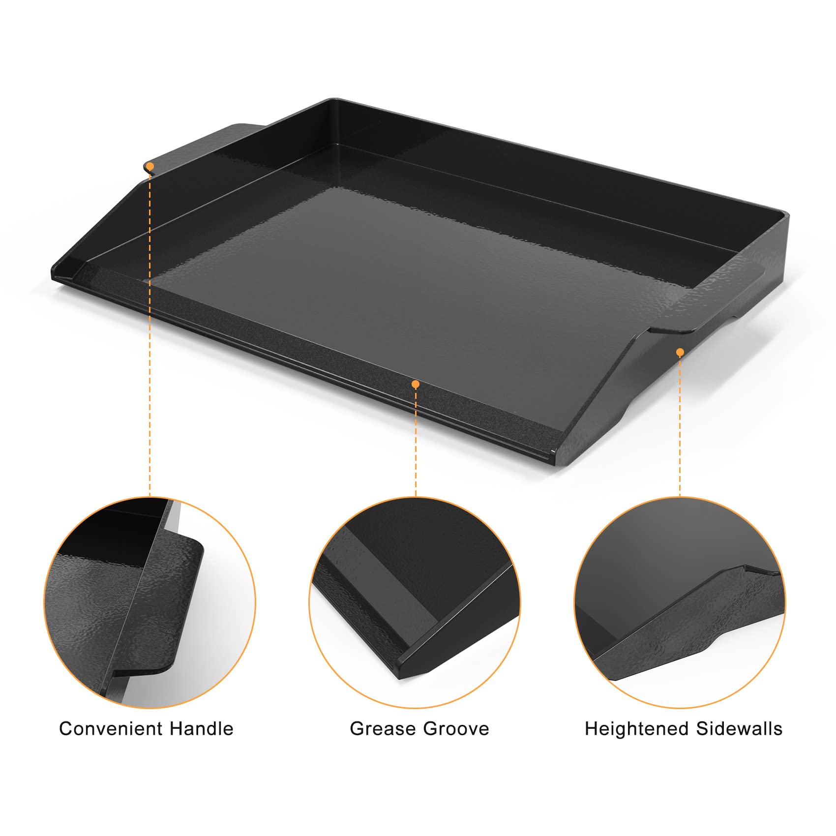 Onlyfire Enamelled Cast Iron BBQ Griddle Plancha Non-Stick Grill Plate with Extra High Sidewalls for All Gas Grills and Gas Hob