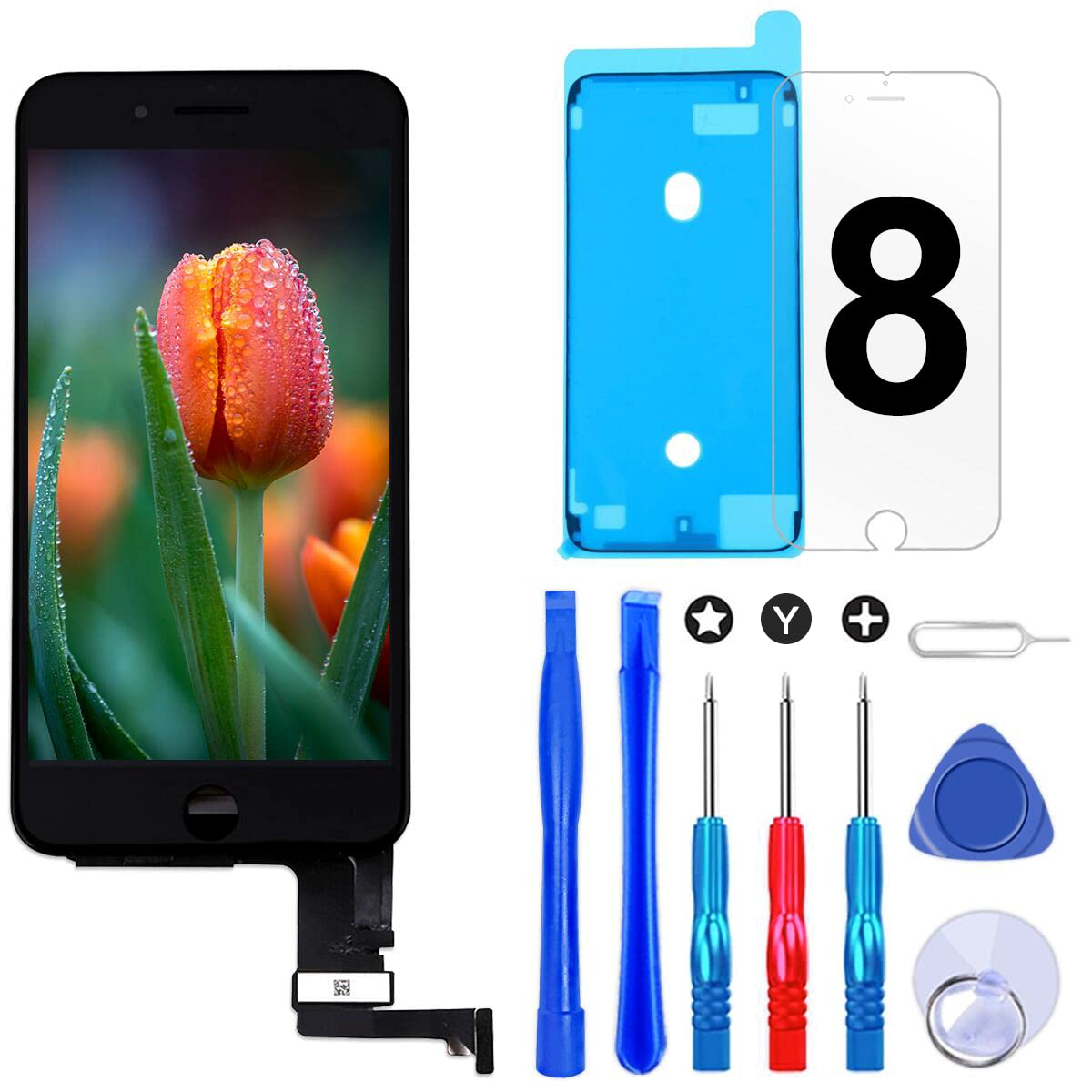 Brinonac Screen Replacement for iPhone 8/SE 2020 4.7 inch LCD Digitizer Touch Screen LCD Replacement Screen Frame Assembly Full Set with Tools and