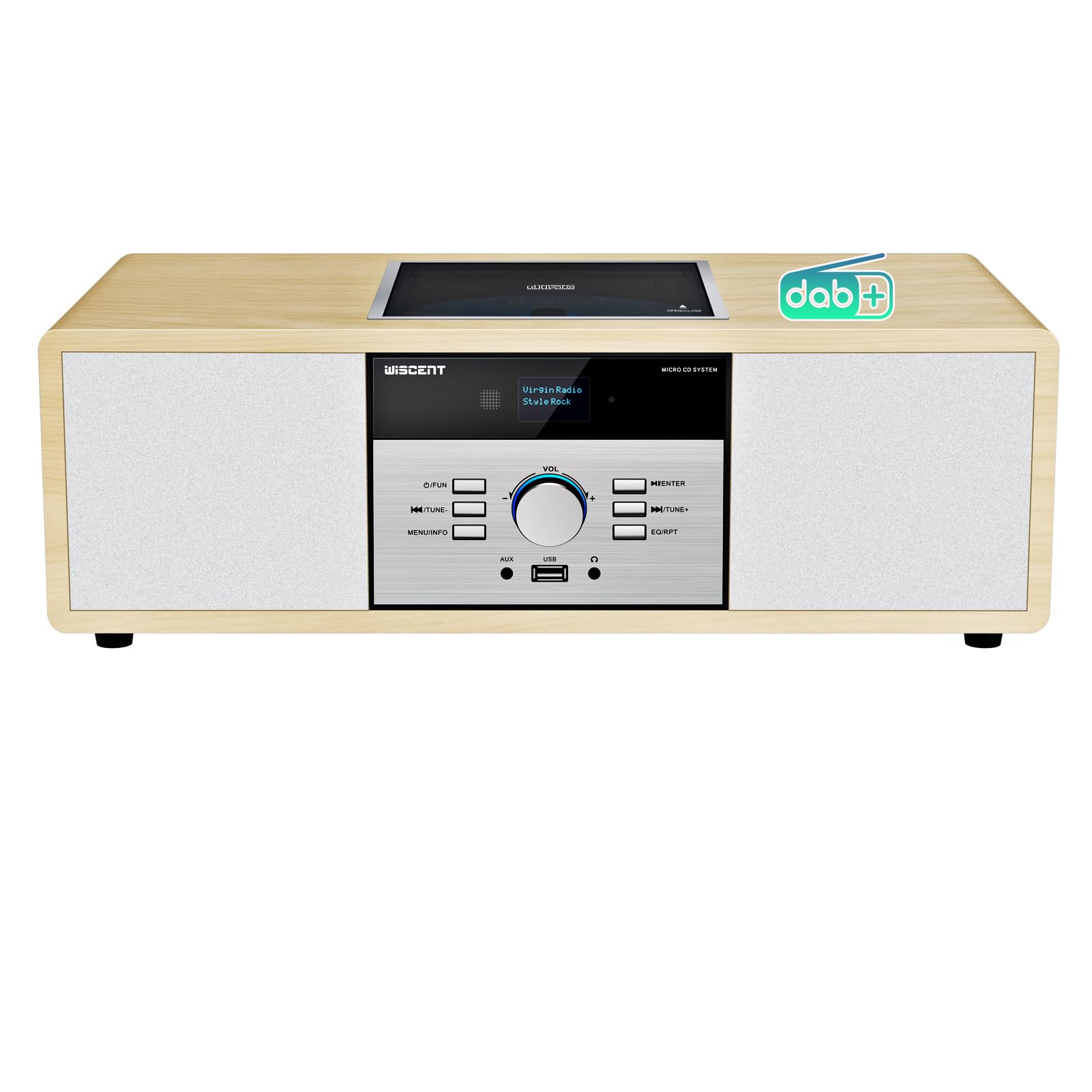 DAB Radio Stereo System, Vintage Wooden Hi-Fi Music System with CD Player, Bluetooth, DAB+/FM Radio, USB/AUX Input, Remote Control, Compact Radio &
