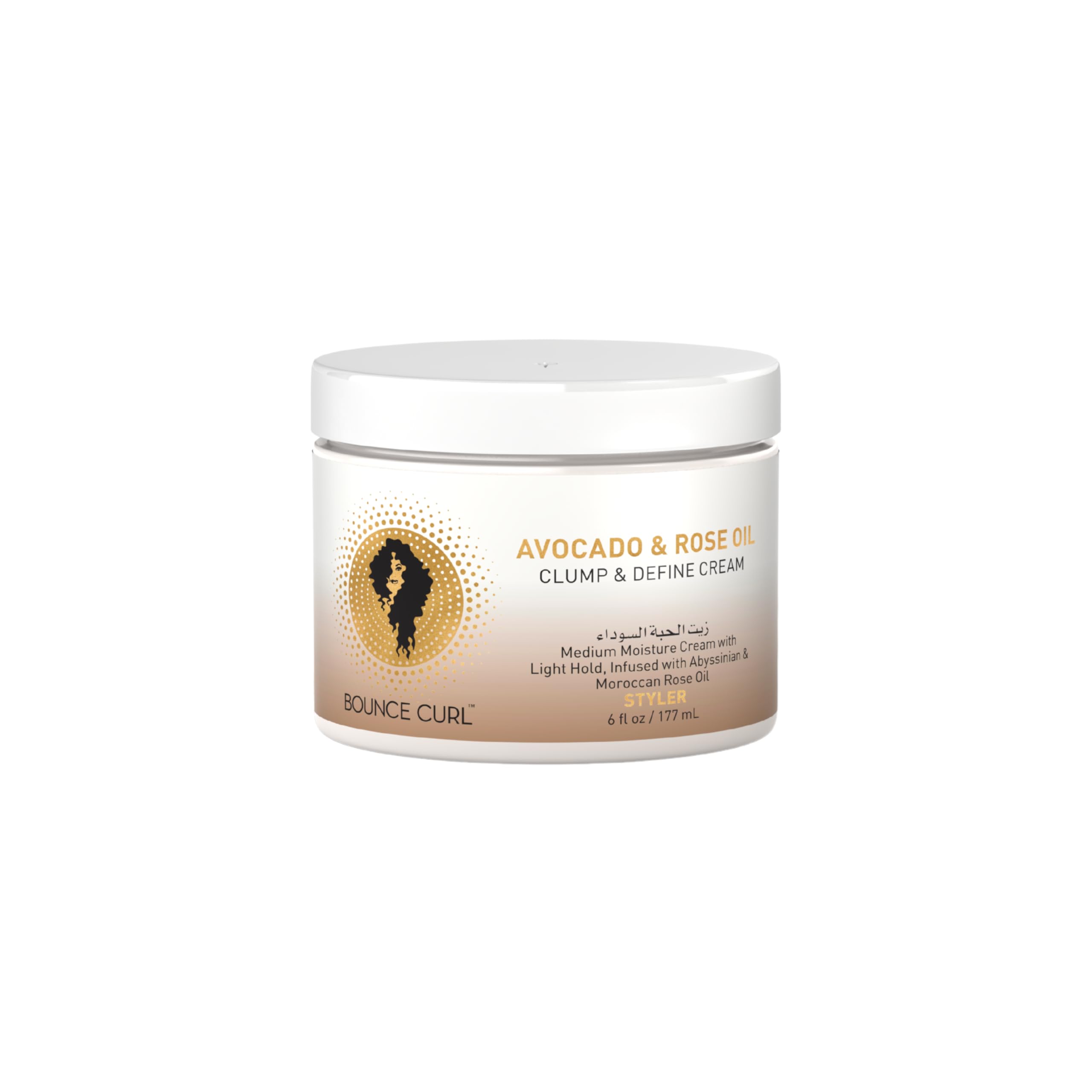 Bounce Curl Avocado & Rose Oil Clump & Define Cream | Curly Hair Moisturising Leave-in Define Cream | Curly Hair Product | 6oz, 177ml