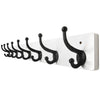 WEBI Rustic Coat Rack Wall Mount Long 8 Cast Iron Coat Hooks Wall Mounted,Heavy Duty Wall Coat Hanger Hooks for Hanging Coats,Clothes,Black on White