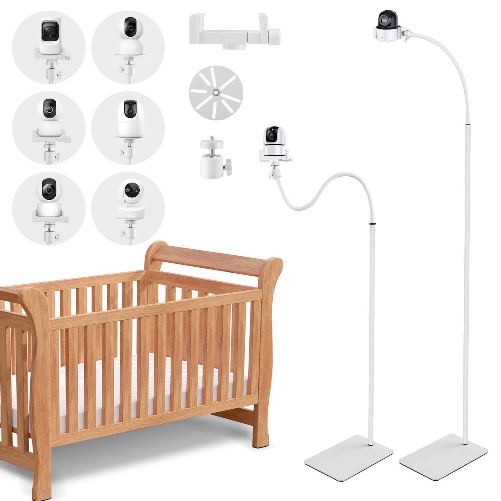 Gxpjycfob Baby Monitor Floor Stand Holder, Baby Camera Holder, Universal Floor Mount Camera Stand for Surveillance, Video Monitor Shelf with Flexible