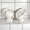 Umlaca Soap Dish Ceramic,Self Draining Soap Holder Keep Soap Dry,Leaf Shape Soap Tray Vintage,Suitable for Kitchen, Bathroom, Shower (White two-piece