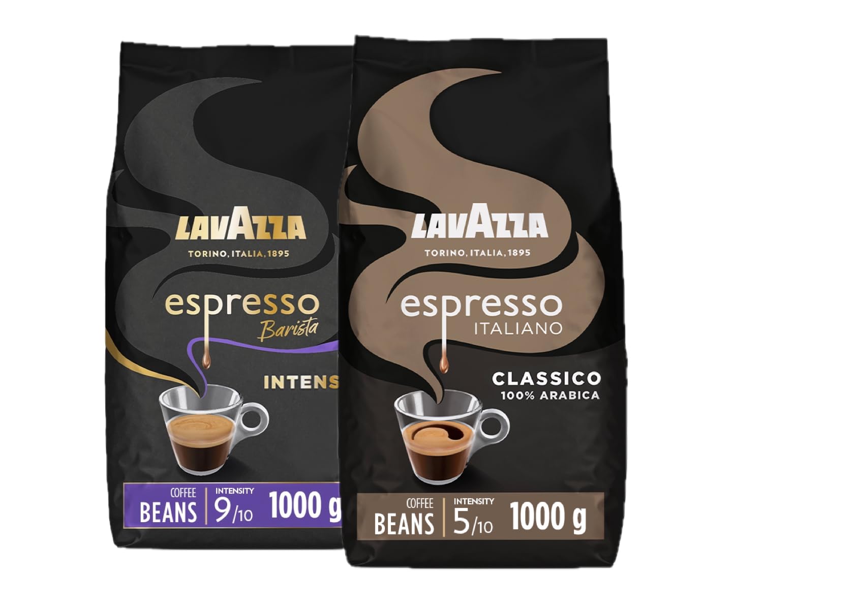 Lavazza, Intenso & Italiano Espresso, Coffee Beans, Ideal for Espresso Coffee Machines, 1kg x2