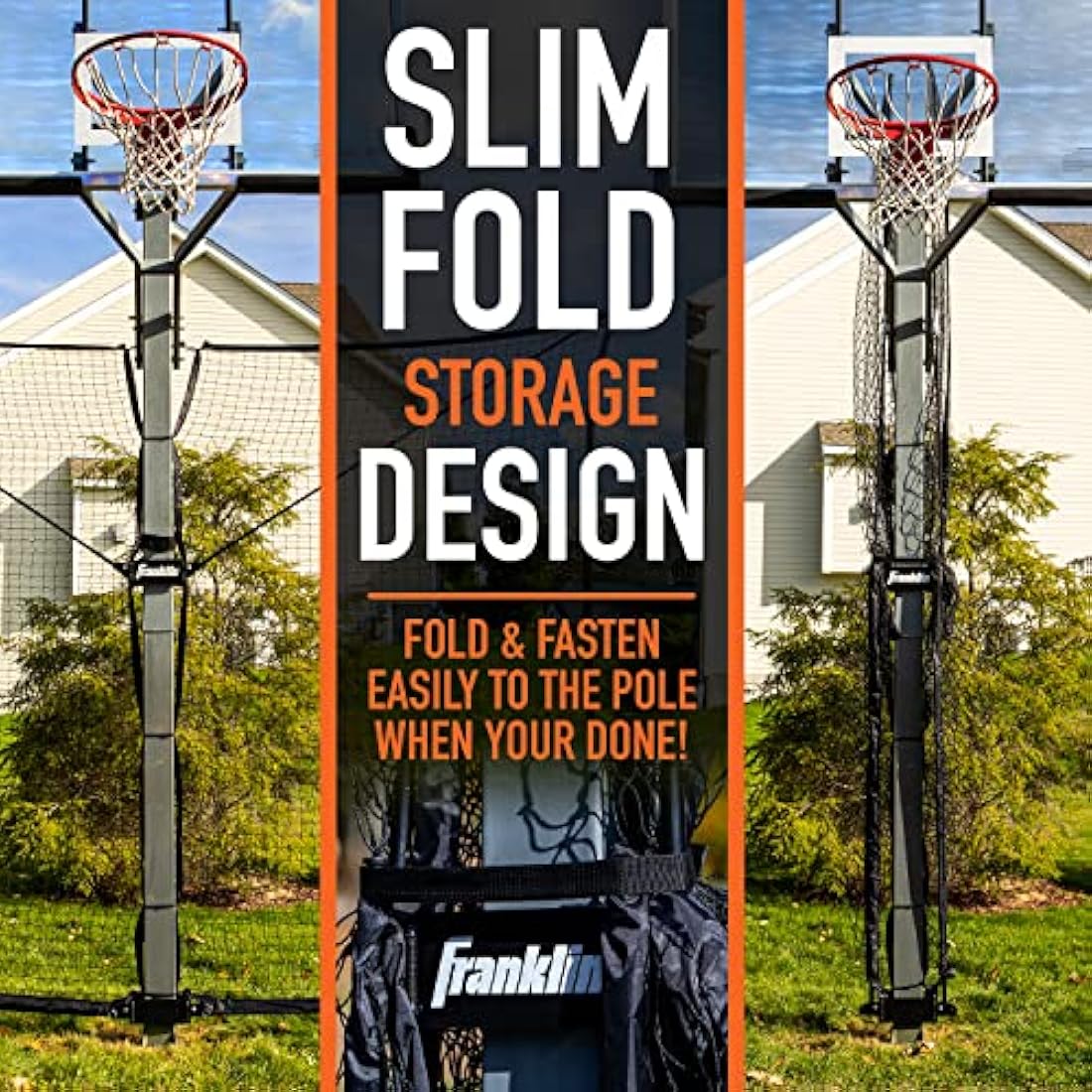 Franklin Sports Defender Net Pro – 10ft. x 8ft. Rebounder – Easily Fold and Quick Install – Defensive Net System