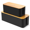 Cable Tidy Box, Larger Cables Organised Box, Set of 2 Cable Storage Box with Bamboo Lid for Hiding Messy Cables Wire Management 16"x 6.2"x 5.4" and