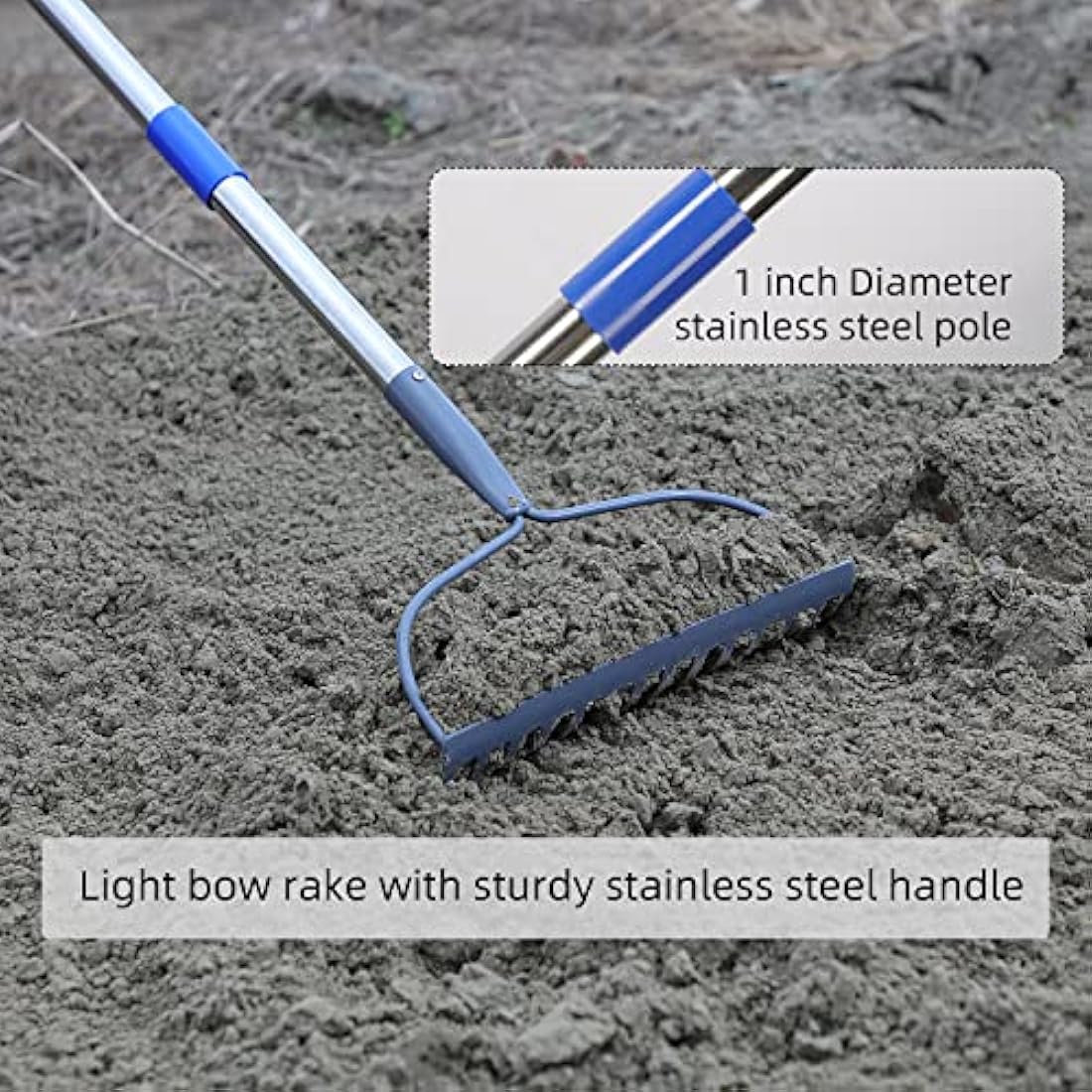 MIYA Garden Rakes for Soil with Long 182CM Handle,Heavy Duty 14 Tines Rake,Gardening Steel Tools&Equipment