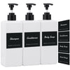 Segus Shower Gel Dispenser, 3 Pieces Pump Bottle Dispenser 500ml, Empty Soap Bottle Kitchen, Bathroom Bottles with Labels (White)