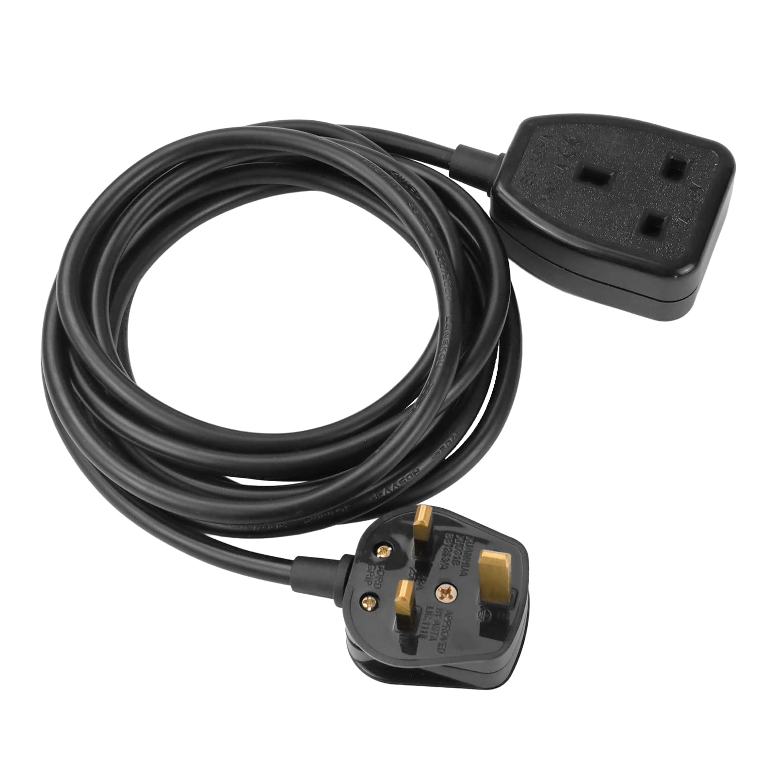 Heavy Duty Extension Lead Power Strip 3m Long Extension Cord 13 Amp Single Plug Socket Extension Cable for Garden&Home Use Tough and Fireproof, Black