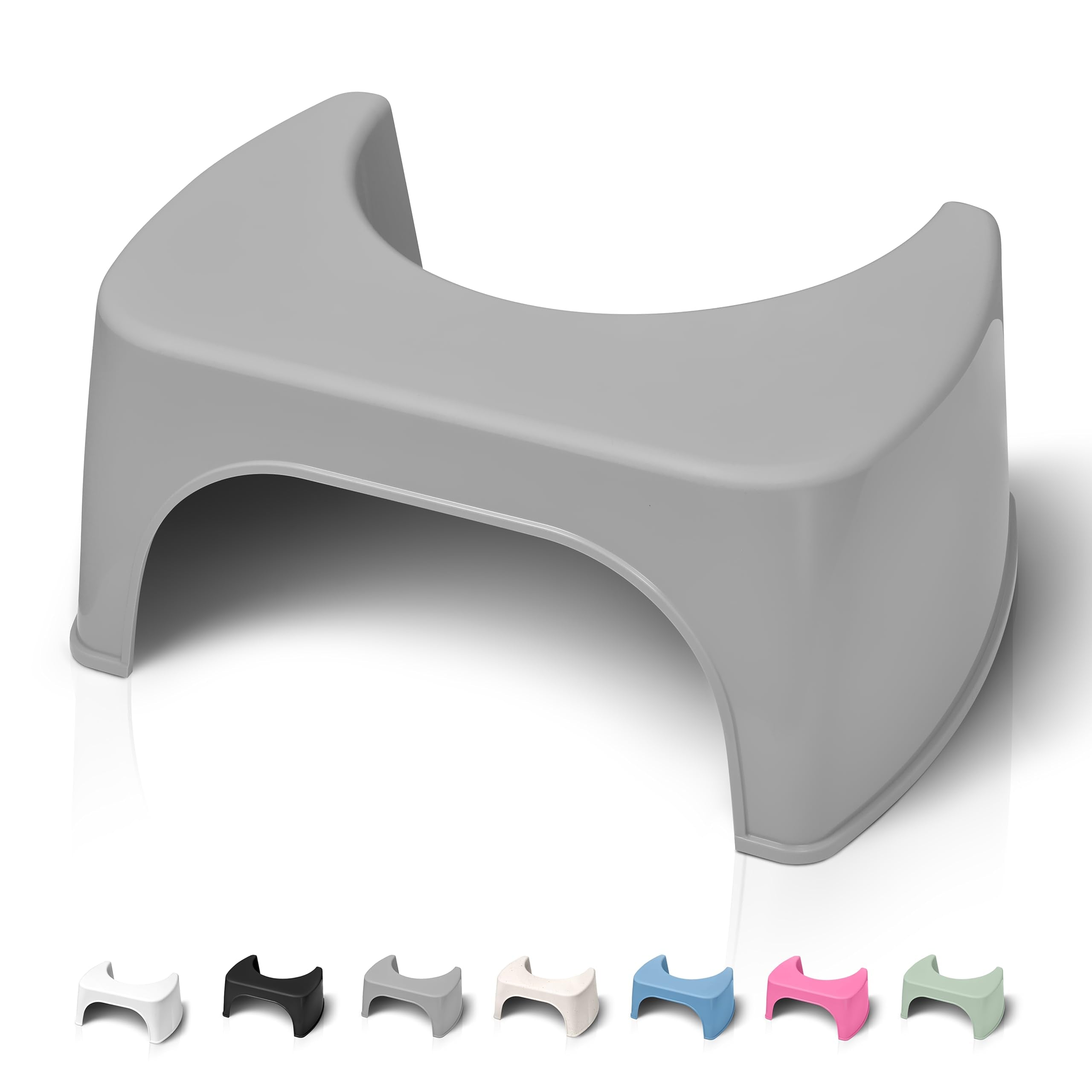 Toilet Stool for adults Grey - Bathroom Foot Step for Squatting - Stoolie for Squat posture to relieve Constipation - Made in France - WC Poop bench