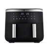 Swan SD10518BLK Dual Basket Digital Air Fryer with Swan Cyclone Technology, 8 Pre-Set Cooking Options, Adjustable Temperature, 7.6L, 2850W, Black