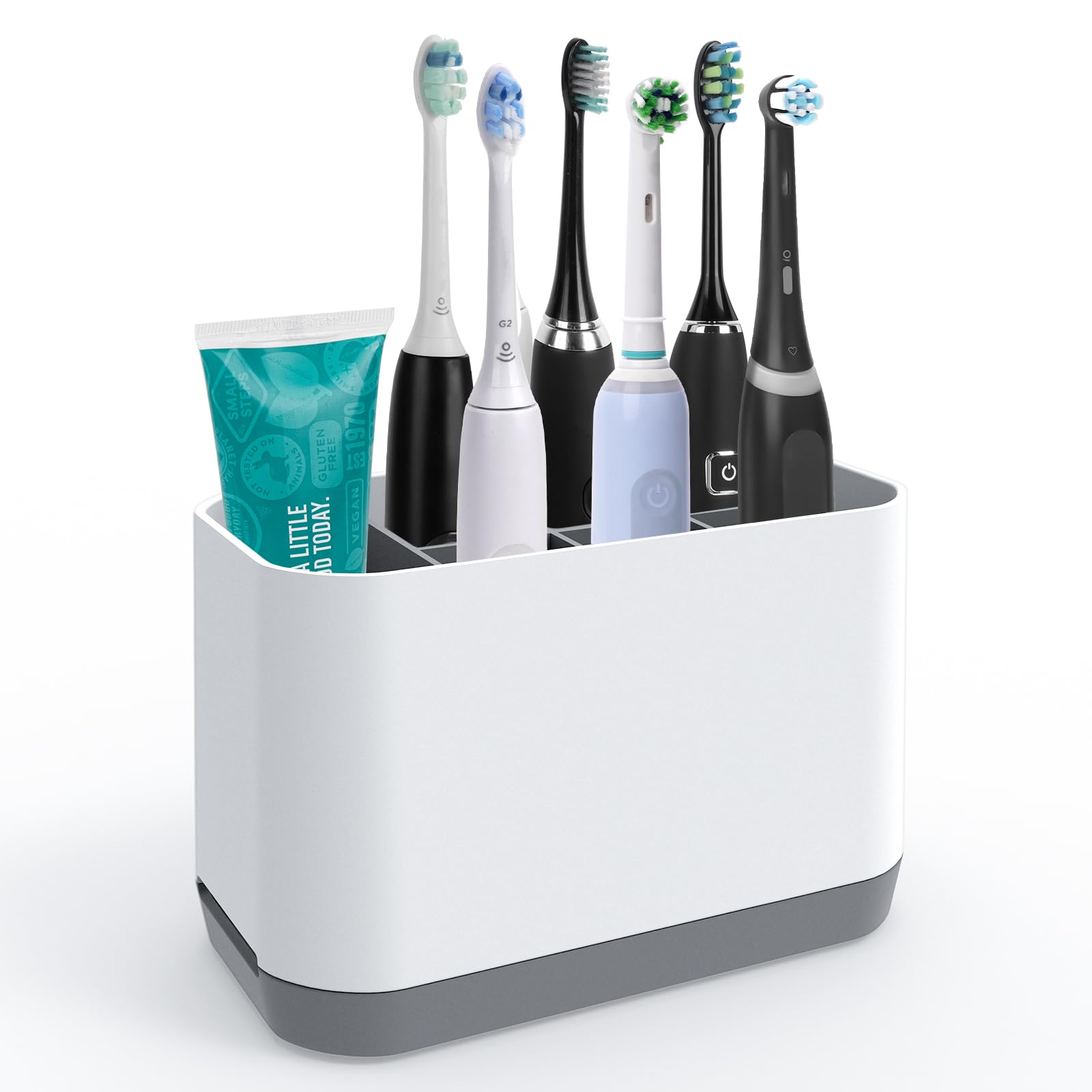 Linkidea Electric Tooth Brush Holder, Plastic Tooth Brush Stand, 6 Slots Countertop Organizer for Power Toothbrush Compatible with Oral-B iO Series,