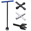 Keadic Pack of 2 Water Meter Wrench 16 Inches: 4-Way Square and T-Shaped Triangular Keys in Steel