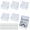 GOYADA 6PCS Junction Box Waterproof IP65, 100x100x70mm Outdoor Electrical Junction Boxes with Screws, White Electrical Wiring Junction Box For CCTV