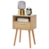 IBUYKE Rattan Nightstand, Boho Side Table with Drawer Open Shelf, Wood Accent Bedside Table, End Table with Legs for Bedroom, Living Room and Small