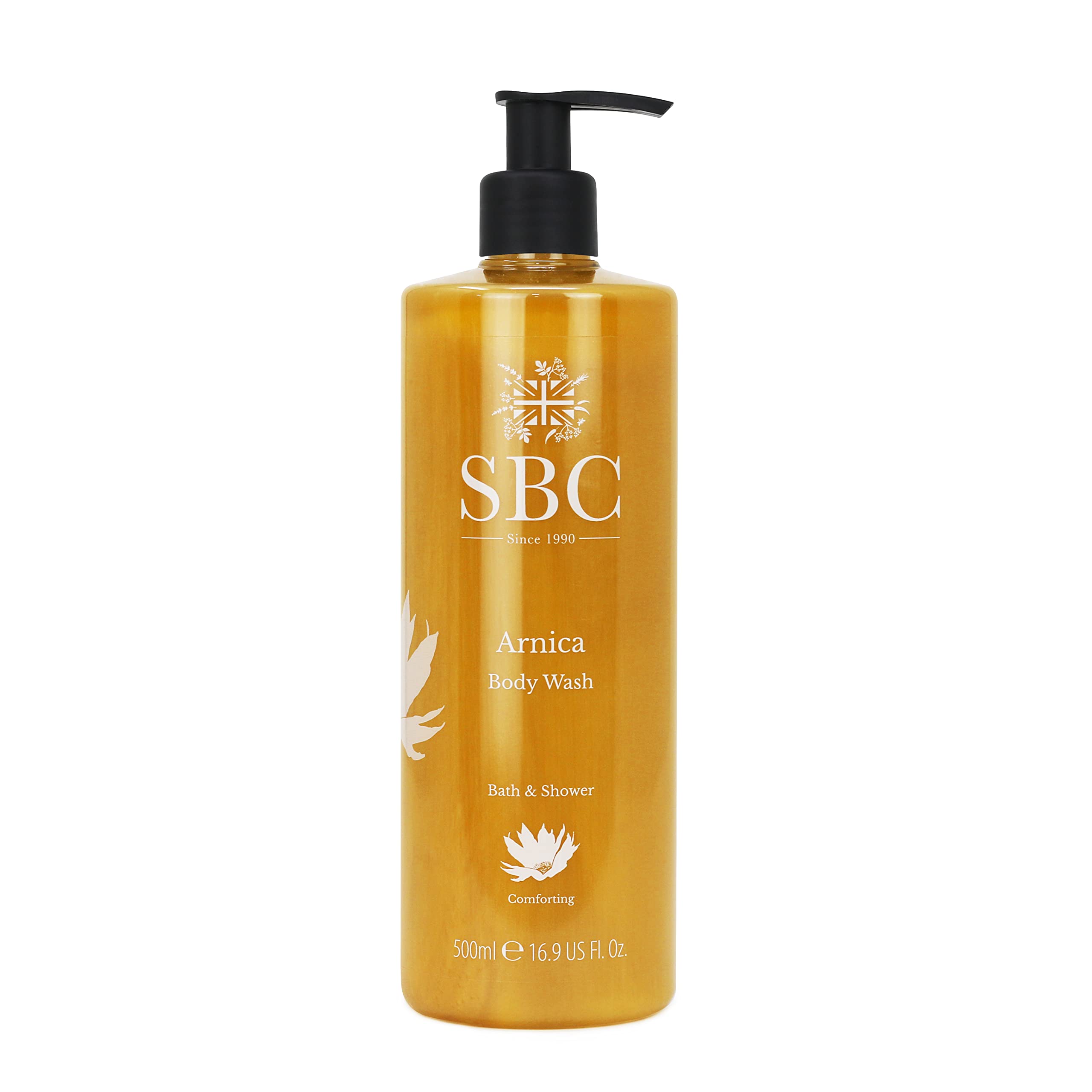 SBC Skincare Arnica Body Wash - 500ml | Arnica Montana Shower Gel | Vegan Friendly Body Wash For Muscle Tension And Fatigue | Body Wash For All The