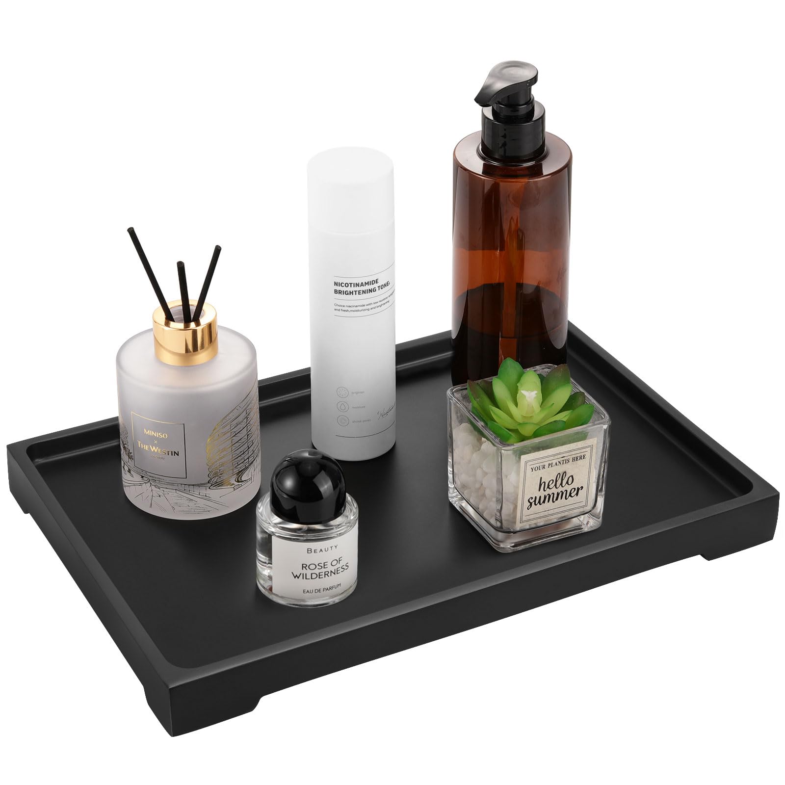 Luxspire Vanity Tray, Bathroom Tray Toilet Tank Storage Holder, Resin Kitchen Sink Trays, Vanity Countertop Organiser for Candles Soap Towel Perfume