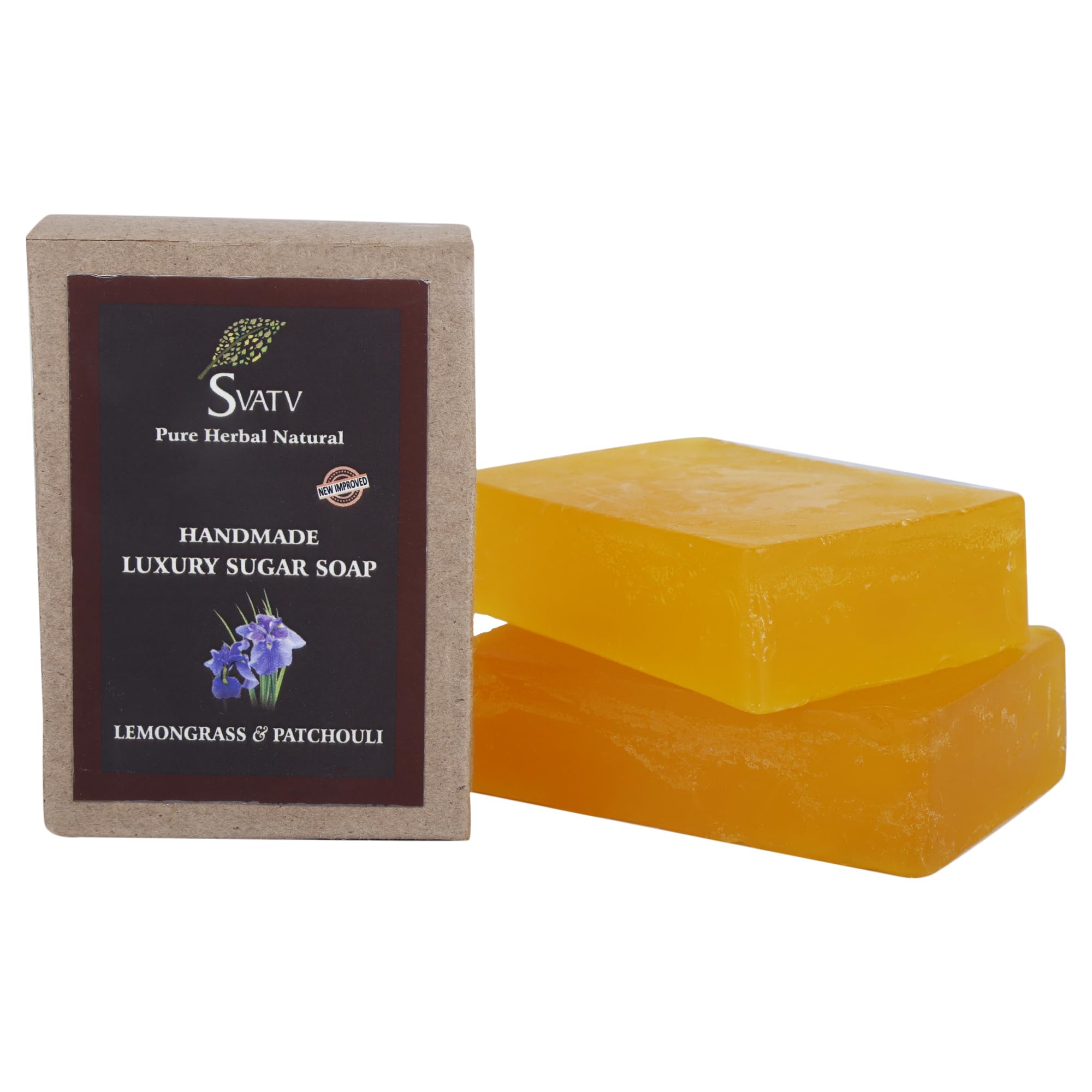 SVATV Soap Lemongrass & Patchouli - Best Exfoliating Bar, Traditional Ayurvedic Herbal Soap For All Skin Type - 125 Grams x 2 Bars