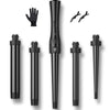 Hair Curling Wand Iron Tongs with Anti-Scald Head, 5 in 1 Hair Curler for Long Hair 10mm-32mm with 2 Crocodile Clips 1 Anti-Scald Silicone Gloves, PTC