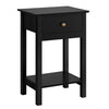 Yaheetech Black Bedside Table with Drawer and Bottom Storage Shelf, Small Side End Table, Nightstand Cabinet Storage Unit for Bedroom/Living Room,