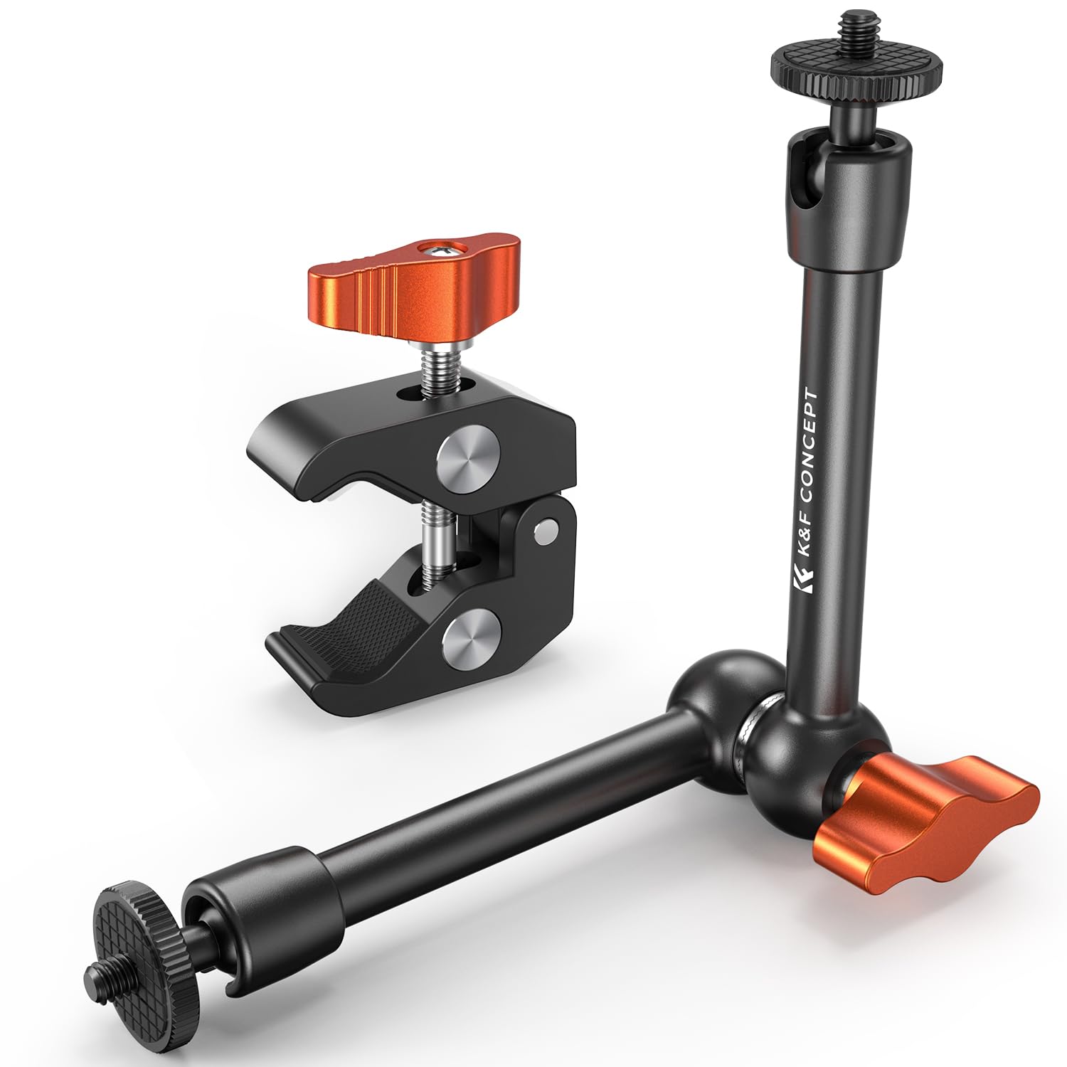 K&F CONCEPT 9.8" Magic Arm with Clamp, Super Clamp with 1/4" 3/8" Screw, Camera Arm with Cold Shoe Mount for DSLR Action Cam Monitor Tripod, Camera