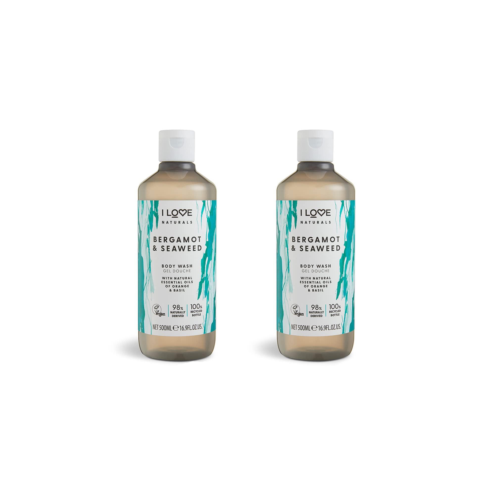 I Love Naturals Bergamot & Seaweed Body Wash ? With Orange & Basil Essential Oils ? Gently Cleanses & Moisturises ? Silky Smooth Skin Formula ? Vegan