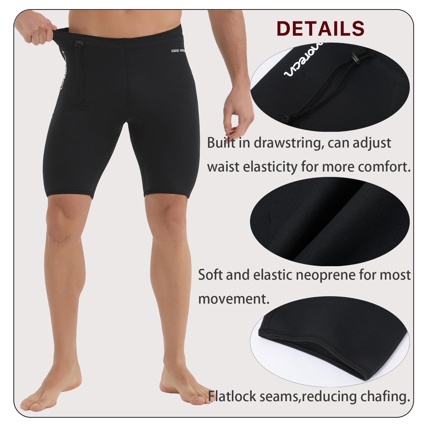 Lemorecn Wetsuits Pants Shorts 3mm Neoprene Canoeing Swimming Pants(UK1035-3XL)