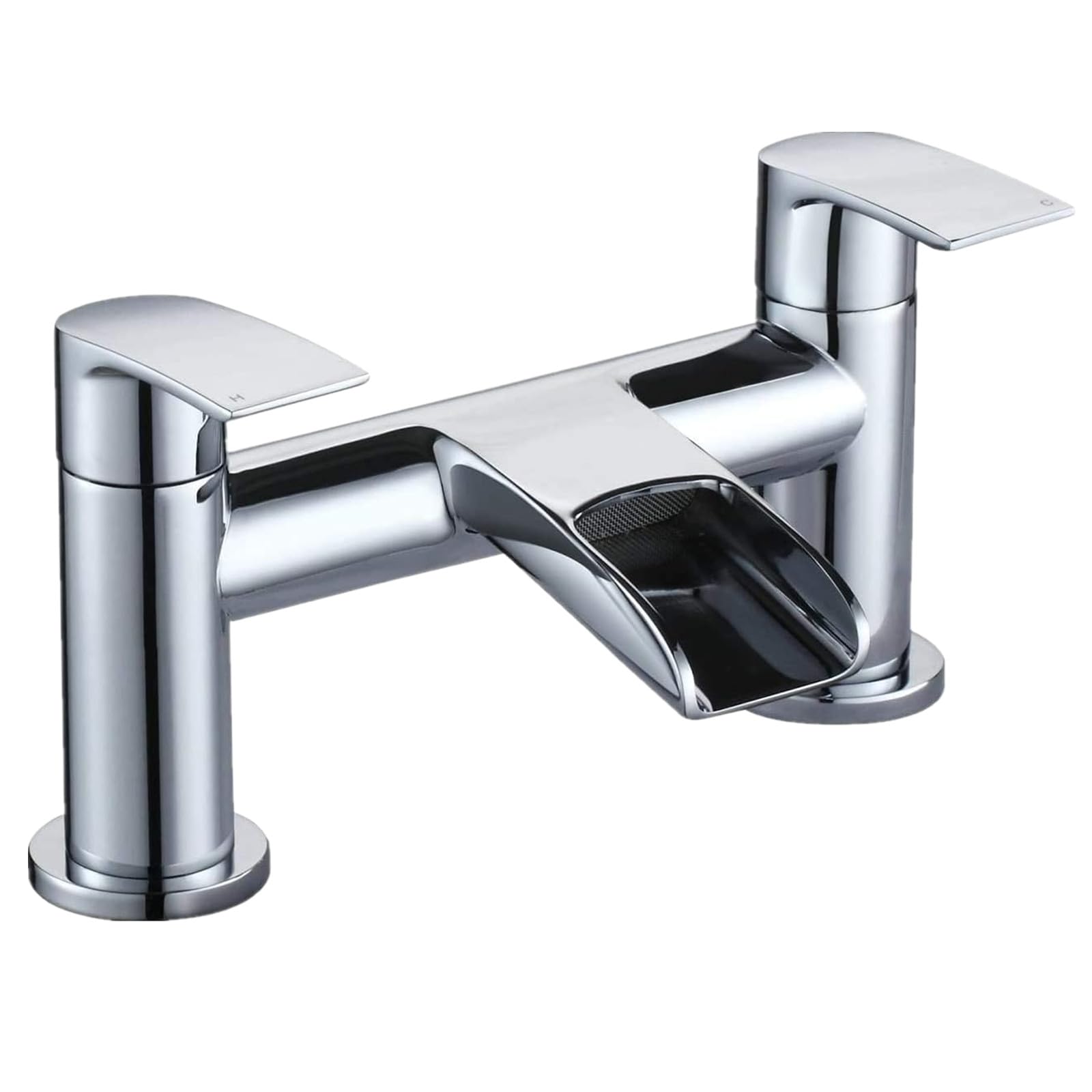 [Waterfall Bath Tap] Hapilife Bathroom Bath Mixer Tap with Double Lever, Modern Monobloc Bath Tub Filler Taps 2 Hole, Mono Fountain Bathtub Faucet,