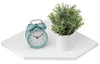 GIEANOO White Corner Shelf Wall Mount, Natural Oak Wood Floating Corner Wall Shelf Round End Shelving Solution Floating Speaker Small Corner Plant